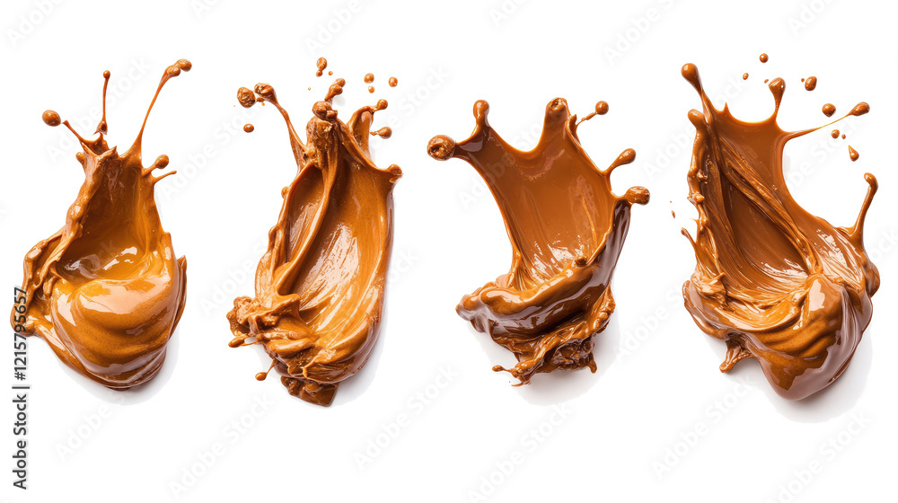 Poster chocolate patterns splashing on background generative ai