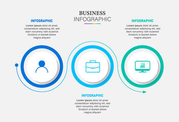 Simple infographic elements for presentation. Business concept with 3 options, steps, arrows. Vector template.