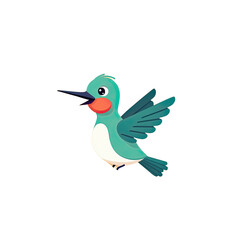 Obraz premium Cute Hummingbird Bird Cartoon Illustration - Minimalist design