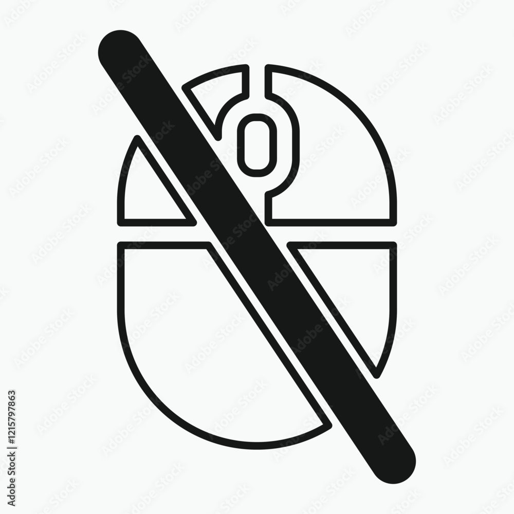 Poster disable computer mouse icon, illustrating different button presses. vector illustration.
