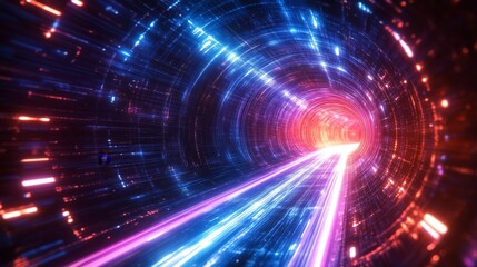 Obraz premium Exploring a Colorful Light Tunnel of Dynamic Motion and Energy