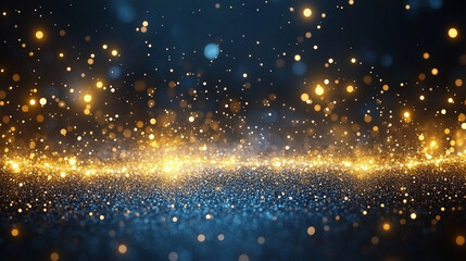 Fototapeta premium Digital background with flowing gold, silver, and white data waves glowing with light particles on a dark backdrop, featuring a modern minimalistic style and empty blank space for captions