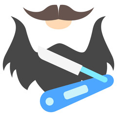 Beard flat color icon, use for UI, UX, app and web development, digital or print. for beauty, personal care, body treatment.