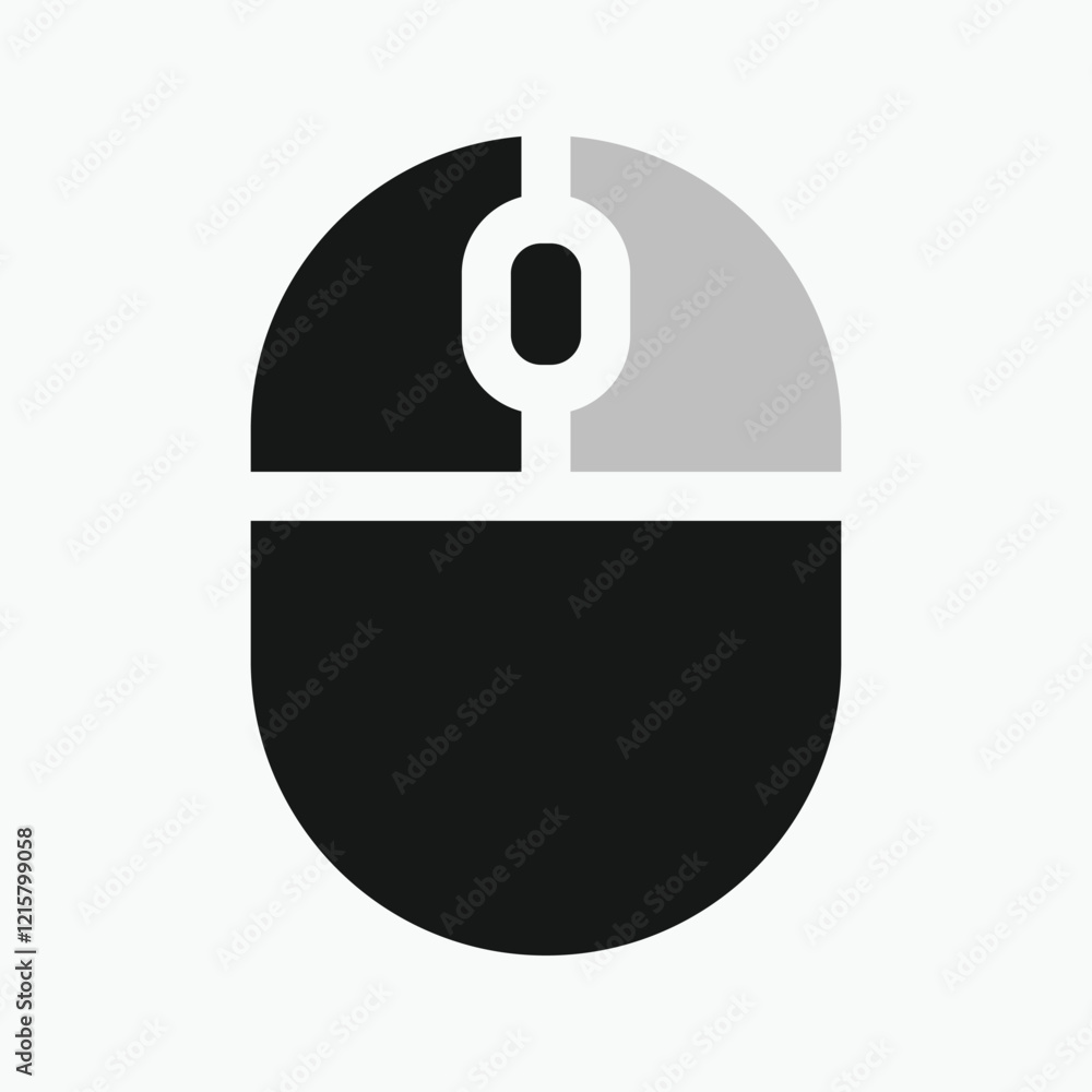 Poster left click computer mouse icon, illustrating different button presses. vector illustration.
