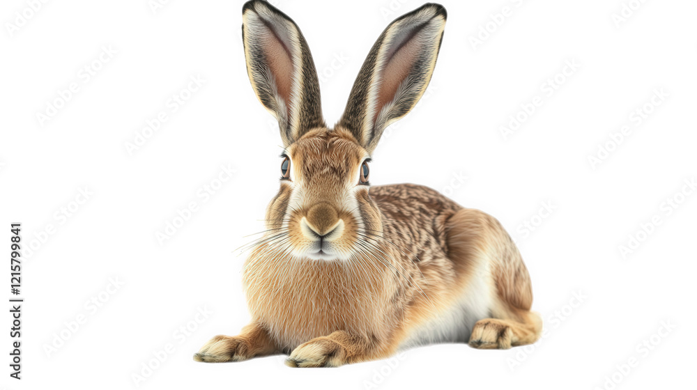 Poster realistic depiction of a rabbit. showcasing its large ears. soft fur. and attentive expression the r