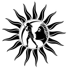 Sun silhouette vector illustration.
