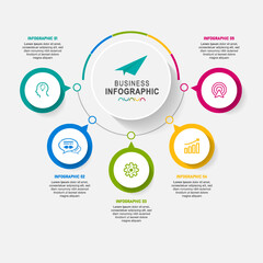 Business infographic template. Timeline concept for presentation, report, infographic and business data visualization. Round design elements with space for text
