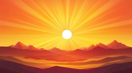 Vibrant sunset over a majestic mountain range.