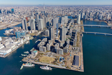 東京都心 空撮映像 月島
