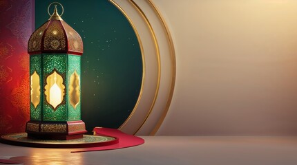 illustration lantern of Ramadan Kareem for moslem greeting card with free copy space, ideal for background and greeting card