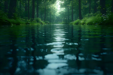 Enchanted Forest River Digital Illustration