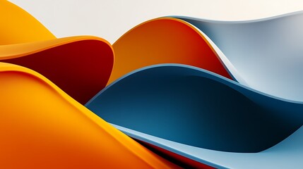 Abstract orange and blue wave shapes.