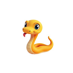 Fototapeta premium Cute Cartoon Baby Snake 3D Render - Cartoon animals