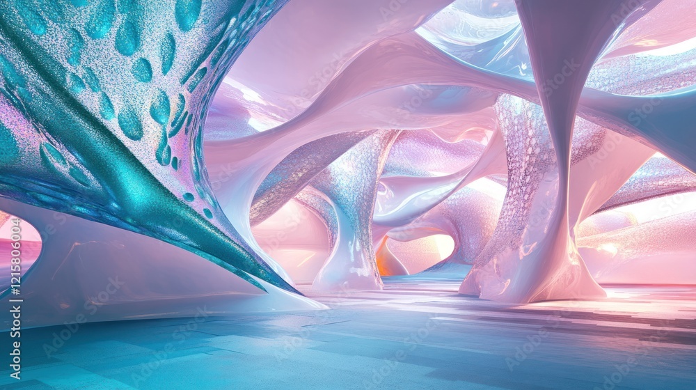 Poster abstract architectural design with flowing curved walls