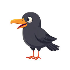 Fototapeta premium Cute Cartoon Blackbird Illustration - Cartoon illustrations