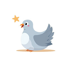 Obraz premium Cute Cartoon Dove with Star - Illustration - Pastel colors