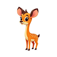 Fototapeta premium Cute Cartoon Fawn, Adorable Deer Illustration - Cartoon Animals