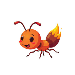 Fototapeta premium Cute Cartoon Fire Ant Illustration - Cartoon characters