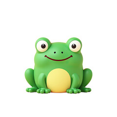 Fototapeta premium Cute Cartoon Frog, 3D Render, Green Amphibian - 3D renders