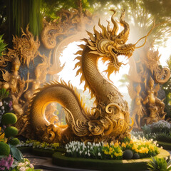 Obraz premium a Chinese majectic golden dragon statue that make you rich and powerful