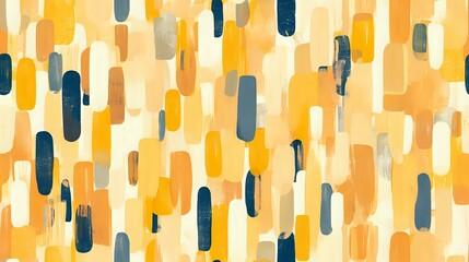 Modern abstract brushstroke pattern in yellow, navy blue and white colors. Seamless geometric background design for fabric, wallpaper, and contemporary home decor.