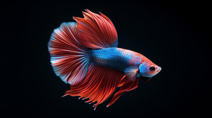 Fototapeta premium Siamese fighting fish isolated on black background