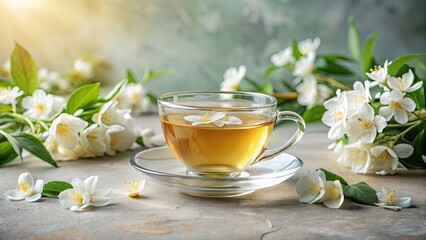 Jasmine Herbal Tea on Pastel Background - Antioxidant Benefits for Weight Loss and Blood Pressure Management