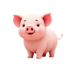 Fototapeta premium Cute Cartoon Pig 3D Render Illustration - Cute & Kawaii characters