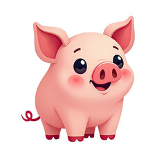 Fototapeta premium Cute Cartoon Piglet Illustration - Cute animal illustrations