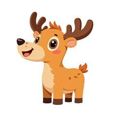 Obraz premium Cute Cartoon Reindeer Illustration - Minimalist design