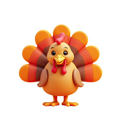 Cute Cartoon Turkey Thanksgiving Bird - 3D illustrations