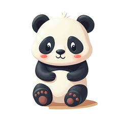 Fototapeta premium Cute Panda Bear Cartoon Illustration - Kawaii aesthetic