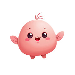 Cute Pink Axolotl Cartoon Illustration - Kawaii/Cute Characters