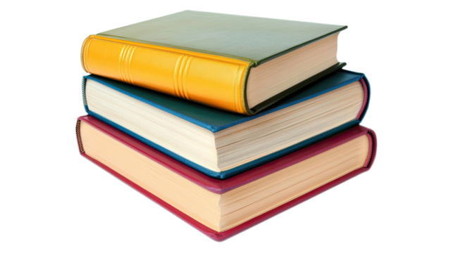 Colorful Stacked Books on a Transparent Background Generative AI