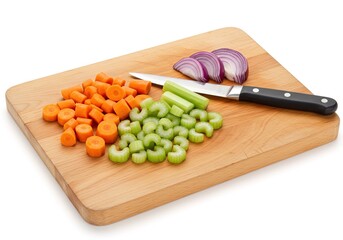 A wooden cutting board with a knife on it AI Generated