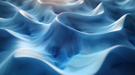 Fototapeta premium Smooth blue waves create abstract 3D background with depth and texture