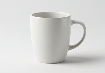 A white coffee cup sits on a white background AI Generated