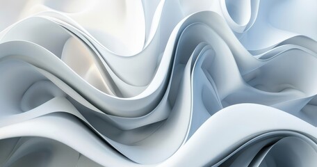 Obraz premium A smooth, flowing abstract design in soft white and light blue tones.