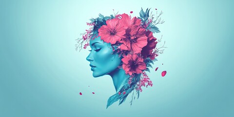 Celebrating women's strength and beauty on International Women's Day with a vibrant floral design on March 8