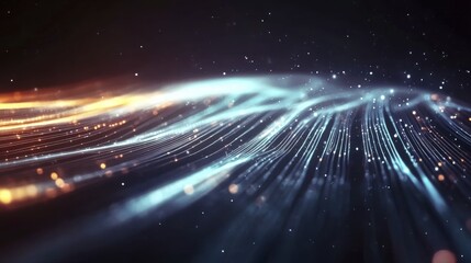 Obraz premium Abstract light trails in motion creating a cosmic digital wave