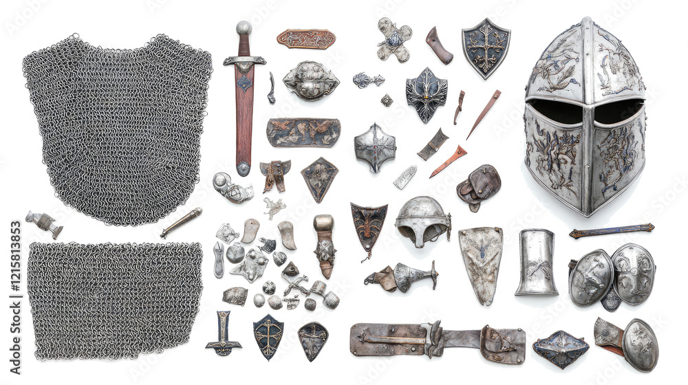 Aufkleber knights artifacts on clear background generative ai