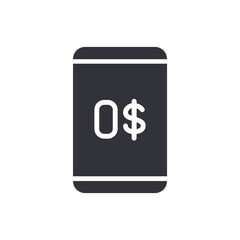 Zero money solid icons, minimalist vector illustration ,simple transparent graphic element .Isolated on white background