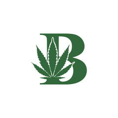 Letter B with Cannabis Logo Vector 001