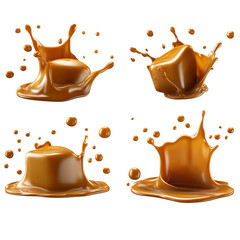 Set of caramel splash for package, flyer, and label design.