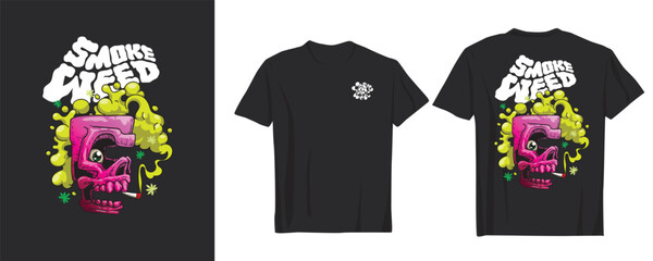 Design T Shirt weeds modern street art graffiti urban theme smoking weed Adobe Illustrator Artwork