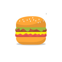 Fast food flat realistic  vector icon ,Pizza, hamburger, hot dog on white background