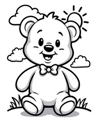 Obraz premium Happy Teddy Bear with Bowtie on Sunny Day