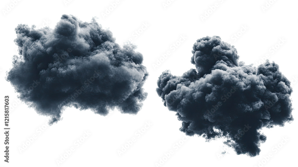 Poster dark clouds collection set on transparent background generative ai