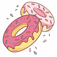Playful Colorful 3D Vector Donut with Sprinkles and Glossy Finish on Transparent Background, Perfect for Sweet Dessert Themes and Fun Graphic Design Projects