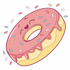 Playful Colorful 3D Vector Donut with Sprinkles and Glossy Finish on Transparent Background, Perfect for Sweet Dessert Themes and Fun Graphic Design Projects